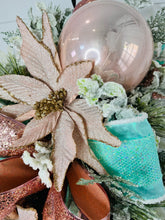 Load image into Gallery viewer, Rose Gold/Mint Designer Front Door Christmas Swag-TCT1585