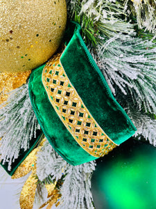Emerald Green/Gold Elegant Christmas Swag/Wreath-TCT1584