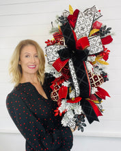 Load image into Gallery viewer, Elegant Red, Black, &amp; Gold Valentine&#39;s Day Swag/Wreath_TCT1589