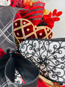 Elegant Red, Black, & Gold Valentine's Day Swag/Wreath_TCT1589