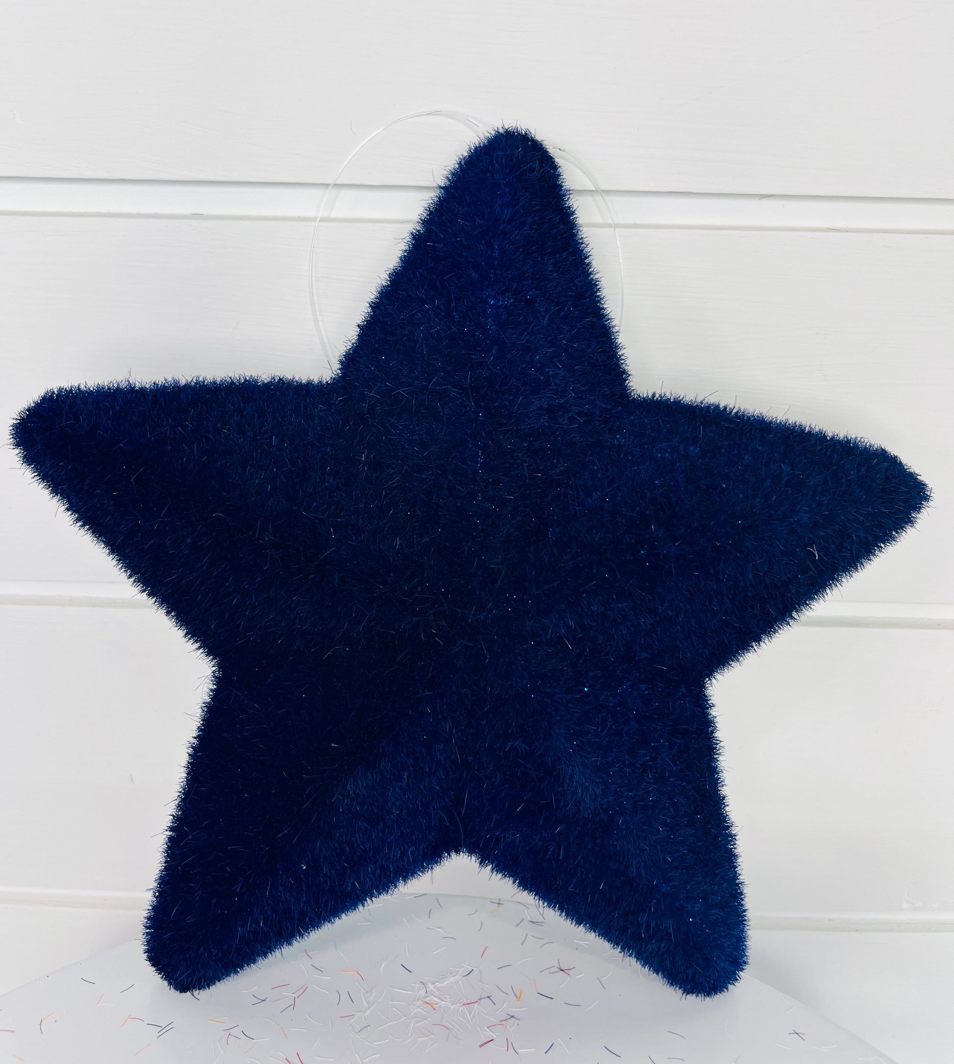 9x9" Flocked Glitter Pointed Star Decor in Blue or Red - Sparkling Addition to Your Holiday Decor-HJ902119/HJ902124 TCT Crafts