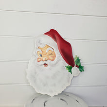 Load image into Gallery viewer, 12&quot;H x 11.75&quot;L Embossed Metal Santa Face Sign - Charming Christmas Decoration-MD0621
