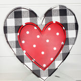 Metal Embossed Check Heart Sign - Black/White/Red, 12"Hx12"L-MD0665 TCT Crafts