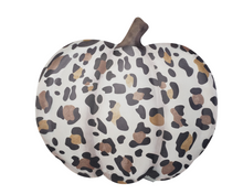 Load image into Gallery viewer, Metal Embossed Leopard Spot Pumpkin Fall Sign - White/Black/Tan, 12&quot;L-(MD076527)