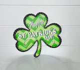 Metal Embossed Zig Zag Clover St. Patrick's Day Sign - Green/Lime/Black/White, 11.5x10.5"-MD0858 TCT Crafts