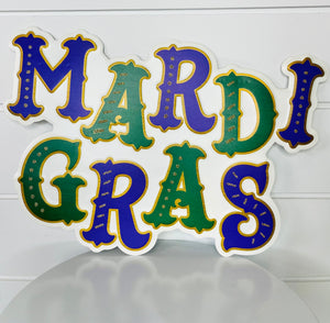 16x11"H Metal Glitter Mardi Gras Sign-MD105227