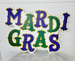 16x11"H Metal Glitter Mardi Gras Sign-MD105227