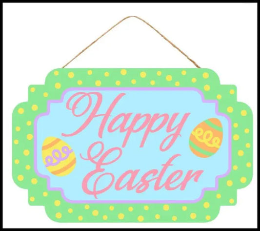 AP8298-MDF Happy Easter W/Eggs Sign - TCTCrafts