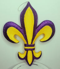 Load image into Gallery viewer, MZ1782K9-16&quot; Foam Fleur De Lis Sign W/Hanger-Purple/Yellow - TCTCrafts