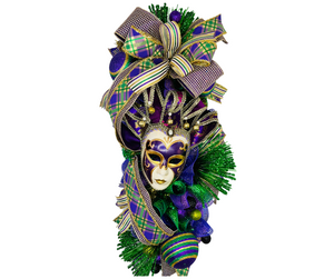Purple/Green Mardi Gras Jester Mask Swag/Wreath-TCT1586