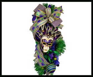 Purple/Green Mardi Gras Jester Mask Swag/Wreath-TCT1586