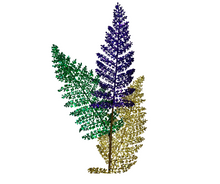 Load image into Gallery viewer, Vibrant Celebration: 37&quot; Mardi Gras Glitter Leaf Spray in Green, Gold, and Purple-HG3168
