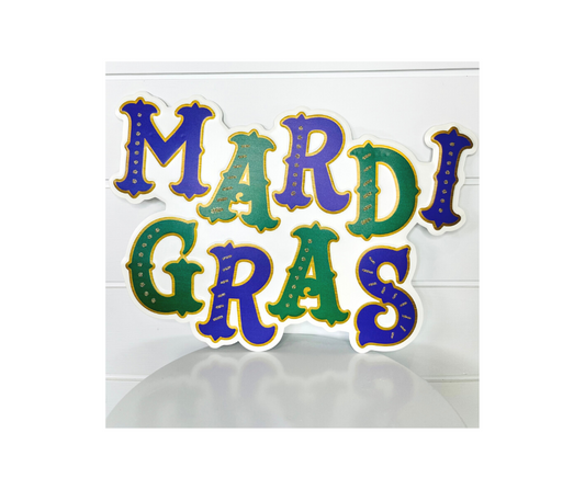 16x11"H Metal Glitter Mardi Gras Sign-MD105227