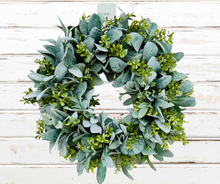 Load image into Gallery viewer, Everyday Lambs Ear Front Door Wreath-TCT1622