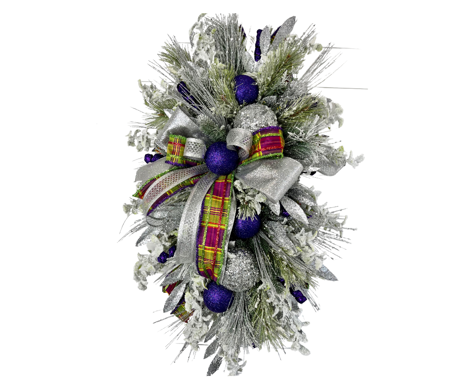 Silver & Purple Christmas Swag/Wreath-TCT1563