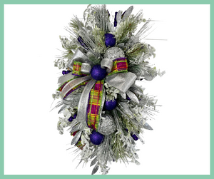 Silver & Purple Christmas Swag/Wreath-TCT1563