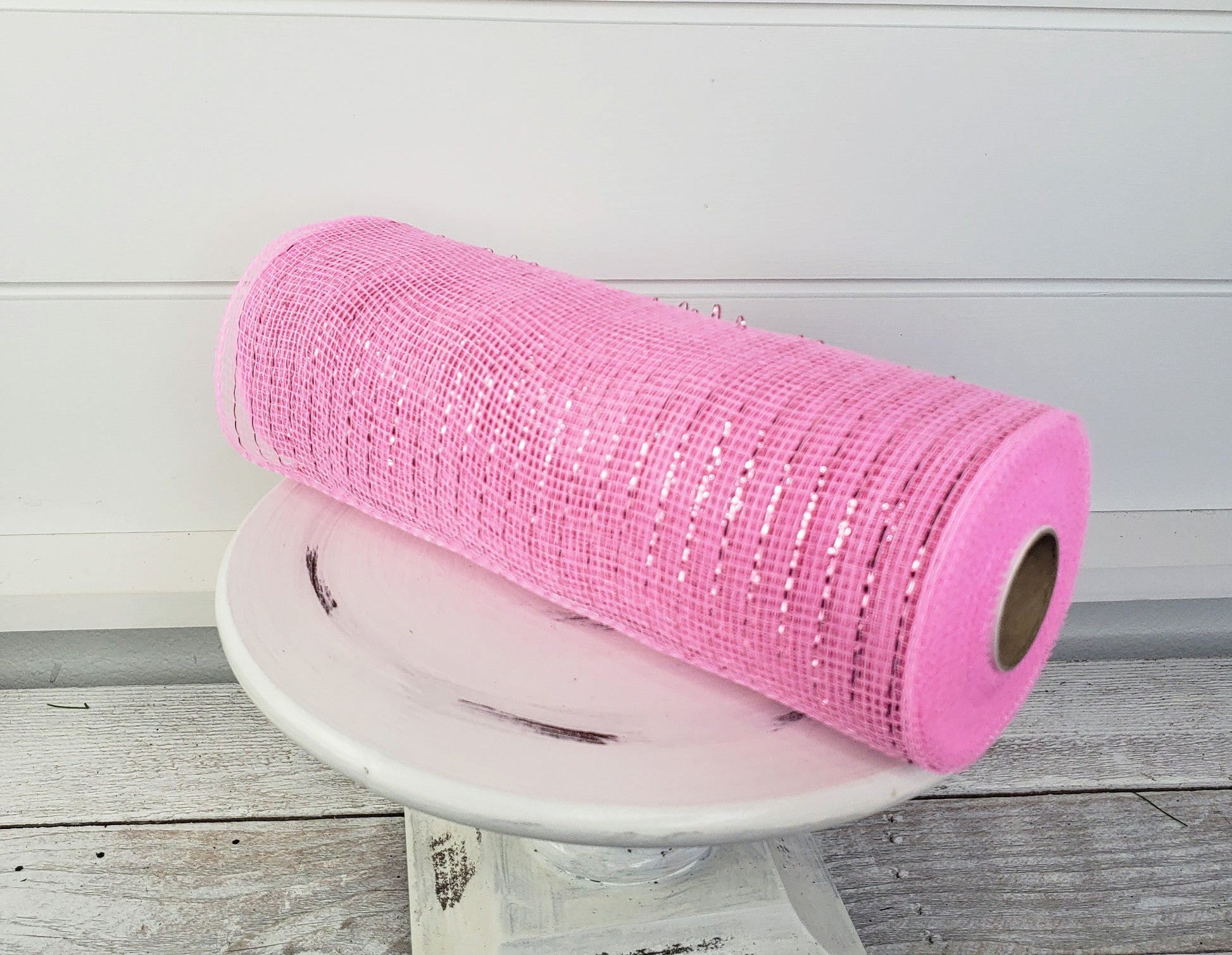 10.25" x 10yd Metallic mesh-Pink W/Pink Foil -RE130122 Craig Bachman