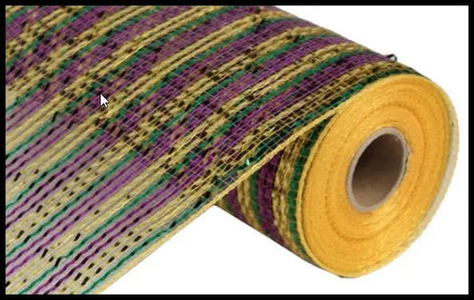 RE1347W3-10 Inch Wide Multi Color Foil Mesh-Mardi Gras - TCTCrafts