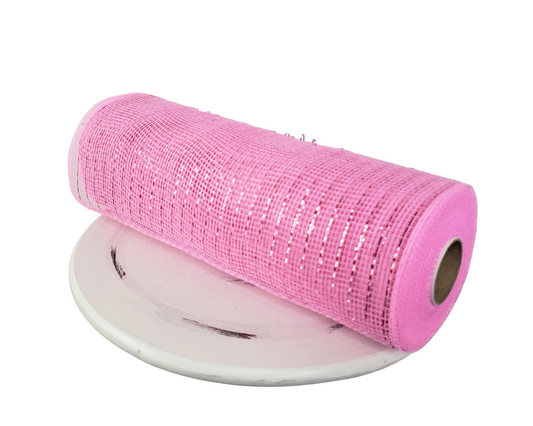10.25" x 10yd Metallic mesh-Pink W/Pink Foil -RE130122 Craig Bachman