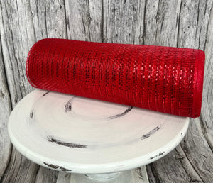 10.25"x10yd Metallic Value Mesh-Red w/Red Foil RE800124)