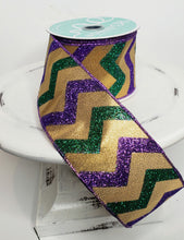 Load image into Gallery viewer, RG01621-2.5 Inch Mardi Gras Chevron Wired Ribbon - TCTCrafts