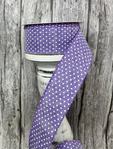 1.5 in x 10 Yds Swiss Dot Wired Ribbon - Lavender/White - Delicate Charm for Wreathmaking, Crafts, and Decor (RG0165113)