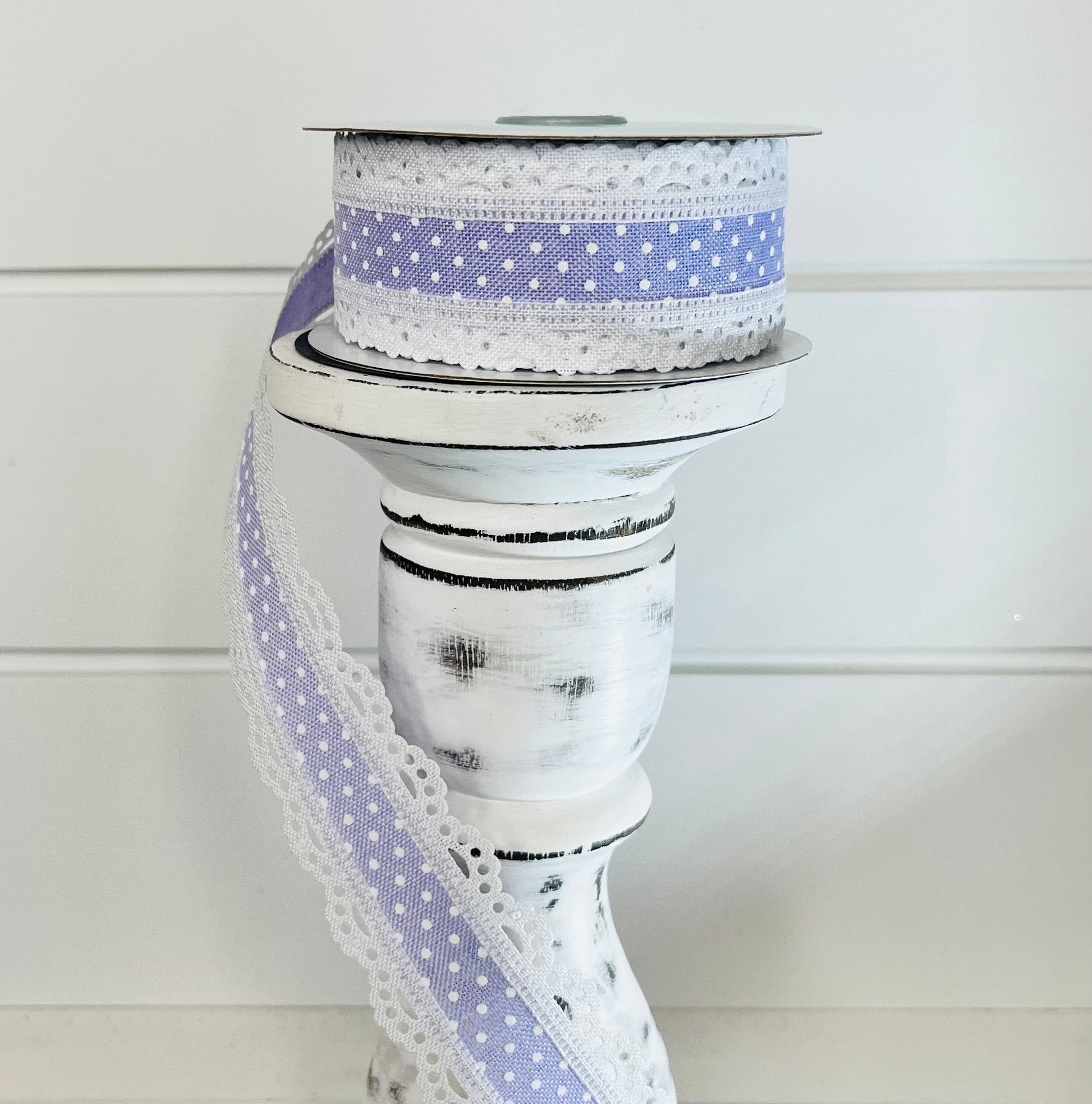 1.5"x10YD Lavender/White Raised Swiss Dot Lace Wired Ribbon - Delicate Elegance for Charming Crafts and Decor-RG08869NR TCT Crafts
