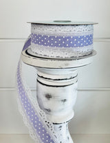 1.5"x10YD Lavender/White Raised Swiss Dot Lace Wired Ribbon - Delicate Elegance for Charming Crafts and Decor-RG08869NR TCT Crafts