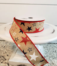 Load image into Gallery viewer, RG1513KY-Stars Print on Royal-Red/White/Blue Patriotic Ribbon - TCTCrafts