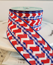 Load image into Gallery viewer, RG2026A1-2.5&quot;x10yd Gingham Ricrac/Chevron Patriotic Ribbon-Red/White/Blue - TCTCrafts