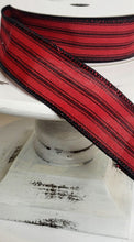 Load image into Gallery viewer, 1.5 inch Red/Black Ticking Stripe Wired Ribbon-RGA1015WJ - TCTCrafts
