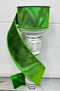 2.5"x10YD Metallic Dupioni Wired Ribbon - Green - Shimmering Elegance for Crafts and Decor-(RGA113809)