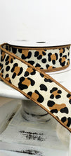 Load image into Gallery viewer, 1.5 inch Leopard Print Fuzzy Wired Ribbon-Natural/Black/Brown-RGB140618 - TCTCrafts