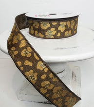 Load image into Gallery viewer, 1.5 inch Leopard Print Wired Ribbon-Brown/Gold/Lt Gold, Animal Print-RGB141204 - TCTCrafts