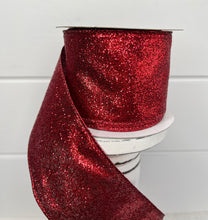 Load image into Gallery viewer, 2.5&quot;x10YD Red Glitter on Metallic Wired Ribbon - Sparkle and Shine for Your Projects-RJ603024
