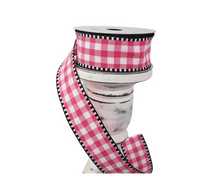 Load image into Gallery viewer, 1.5&quot;x10YD Hot Pink/White Gingham Check Wired Ribbon - Vibrant and Charming for Crafts and Decor (RW813811)