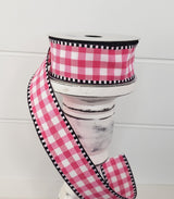 1.5"x10YD Hot Pink/White Gingham Check Wired Ribbon - Vibrant and Charming for Crafts and Decor (RW813811) TCT Crafts