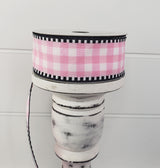 1.5"x10YD Light Pink/White Gingham Check Wired Ribbon - Vibrant and Charming for Crafts and Decor (RW8139) TCT Crafts