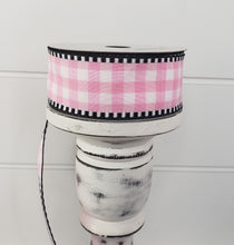 Load image into Gallery viewer, 1.5&quot;x10YD Light Pink/White Gingham Check Wired Ribbon - Vibrant and Charming for Crafts and Decor (RW8139)