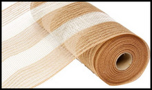 Load image into Gallery viewer, RY800348-10.5&quot;x10yd Poly/Jute/Cotton Stripe Mesh Natural/White - TCTCrafts