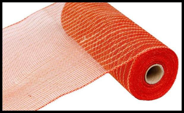 RY800533-10.5"x10yd Jute Poly Mesh Orange/Red/Natural - TCTCrafts