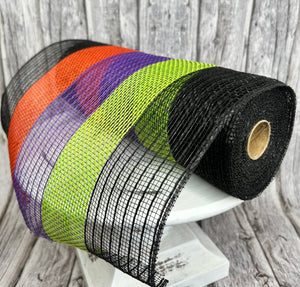 10.25" x 10yd Halloween Poly/Faux Jute Wide Stripe 10 inch mesh for wreaths-RY830176