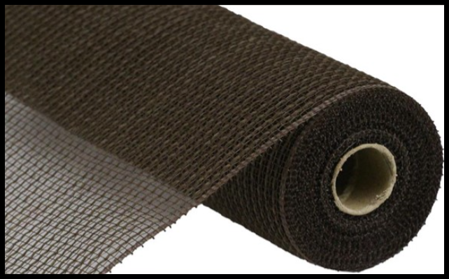 RY831231-10.5"x10yd Faux Jute/PP Stripe Deco Mesh-Chocolate Brown - TCTCrafts