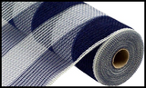 RY8314B7-10.5"x10yd Faux Jute/PP Wide Stripe Navy/Cream Mesh - TCTCrafts