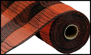 RY8315F7-Faux Jute PP Large Check Mesh-Orange/Black - TCTCrafts