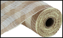 Load image into Gallery viewer, RY832054-10.5&quot;x10YD Faux Jute/PP Small Check-Natural/Cream Mesh - TCTCrafts