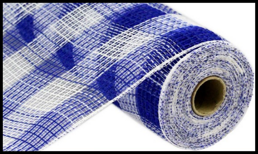 RY832065-Faux Jute PP Small Check Mesh-Royal Blue/White - TCTCrafts