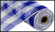Load image into Gallery viewer, RY832065-Faux Jute PP Small Check Mesh-Royal Blue/White - TCTCrafts