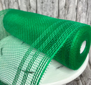 10.25" x 10yd Emerald Green Faux Jute Border Stripe 10 inch mesh for wreaths-RY832406