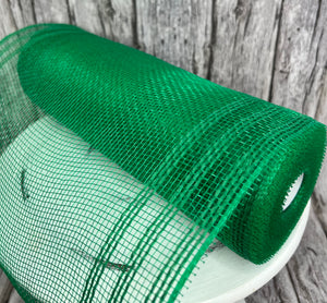 10.25" x 10yd Emerald Green Faux Jute Border Stripe 10 inch mesh for wreaths-RY832406